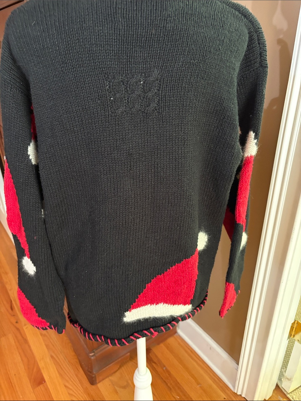Vintage Christmas Red, Black & Cream Cardigan 1998 tag - Picture 9 of 14